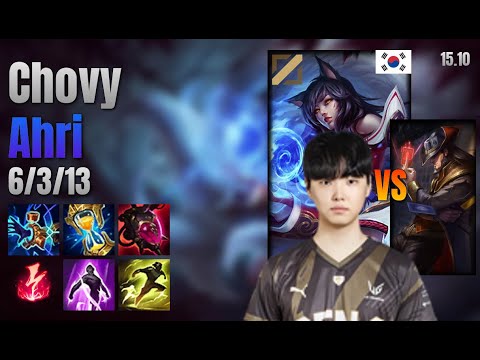 Chovy Mid Ahri vs Twisted Fate lol KR solo rank Full Game 15.10 | 쵸비 아리 vs 트위스티드 페이트