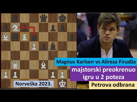 Magnus Karlsen vs Alireza Firudža - ogromna prednost posle samo 2 poteza - petrova odbrana