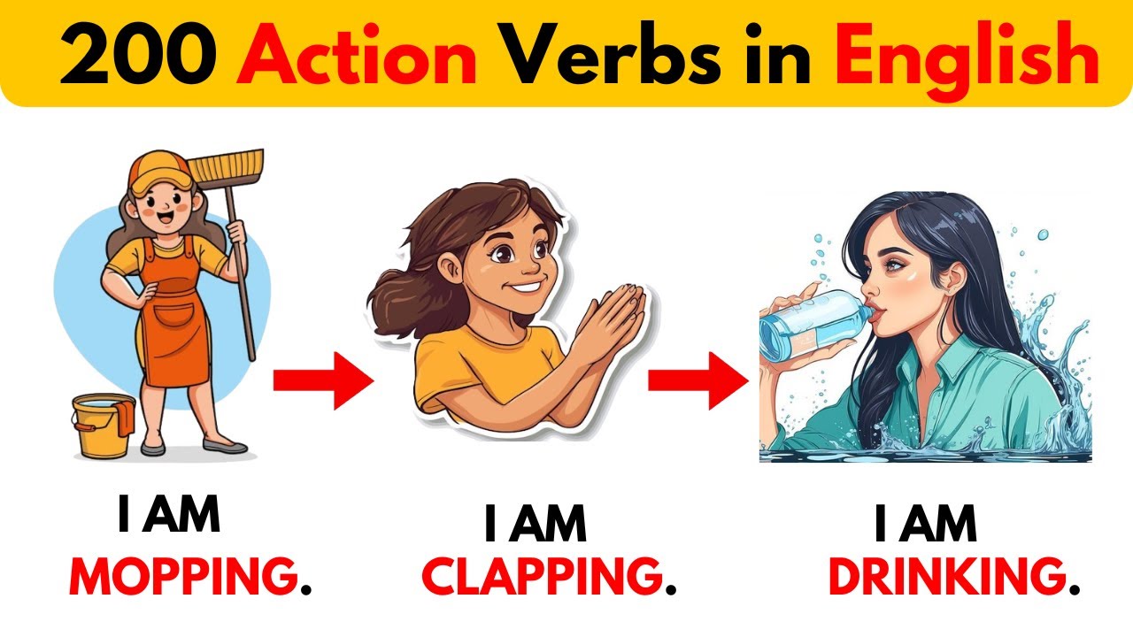200 Action Verbs in English with Sentences | Action Verbs for Beginners | Daily Sentences |