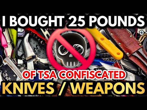 You Can't Bring This On A PLANE! - I Bought 25 POUNDS Of TSA Confiscated Knives! - Cursed Items 😱
