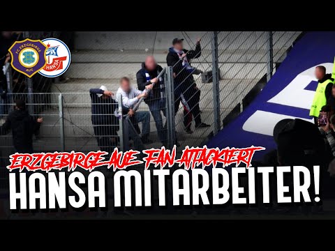 Aue-Fan attackiert Hansa-Mitarbeiter! (Ultras durchbrechen Absperrungen)