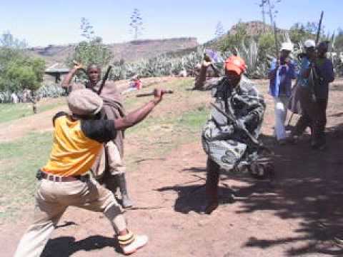 Lesotho shepherds stickfight