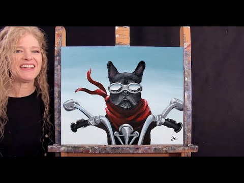 Learn How to Paint CRUISING CANINE with Acrylic Paint - Paint & Sip at Home - Step by Step Tutorial
