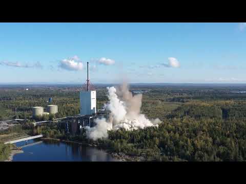 Kristiinankaupungin voimalaitoksen piippu kaatui 1.10.2020