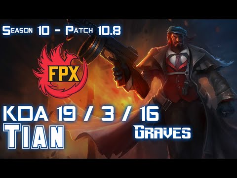 FPX Tian GRAVES vs NIDALEE Jungle - Patch 10.8 KR Ranked