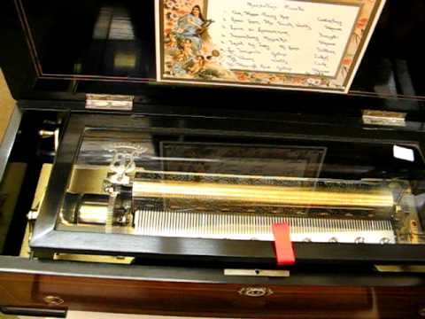 Antique Mandolin Piccolo Music Box by Paillard, c. 1885