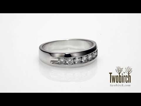 0.52 CT. Channel Set Men's Band With Open Ended Channel - TwoBirch  TB-GR-0027-WG-H