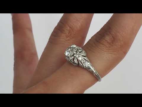 Circa 1910 Edwardian Platinum .90ct Antique Cushion Diamond Engagement Ring-VEG#1320