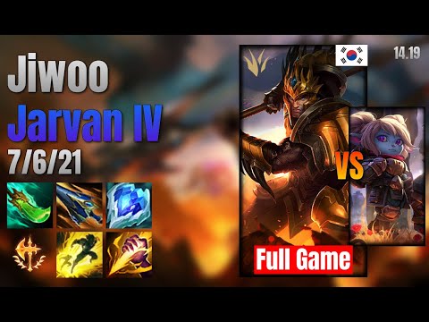 Jiwoo Jungle Jarvan IV vs Poppy lol KR solo rank Full Game 14.19