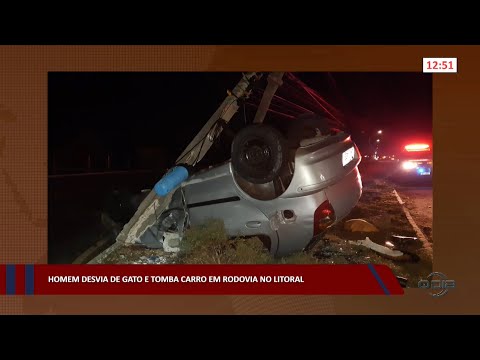 Homem desvia de gato e tomba carro em rodovia no litoral 25 11 2022