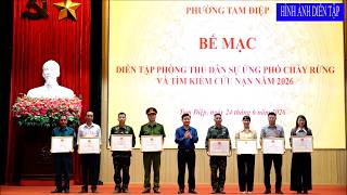 Phường Tam Điệp tổ chức thành công diễn tập phòng thủ dân sự Ứng phó cháy rừng và tìm kiếm cứu nạn năm 2026.