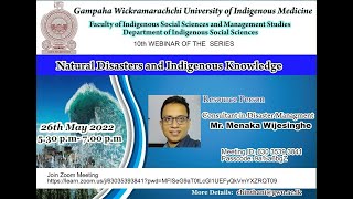 10th Webinar- Natural Disasters and Indigenous Knowledge