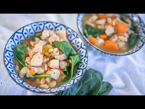 🧅Deliciosa sopita de frijoles blancos con pollo🥬