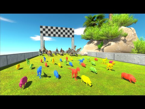 Speed Race to eat Neon Deinonychus & Pig Aliens - Animal Revolt Battel Simulator