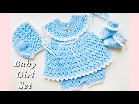 Absolutely gorgeous and Easy crochet baby dress set, crochet frock various sizes LEFT HAND TUTORIAL