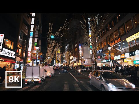 1-HOUR Night Drive in Shibuya, Tokyo / 8K 60fps / Calm Piano