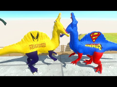 WOLVERINE vs SPIDERMAN SPINOSAURUS SKY DEATH RUN - Animal Revolt Battle Simulator