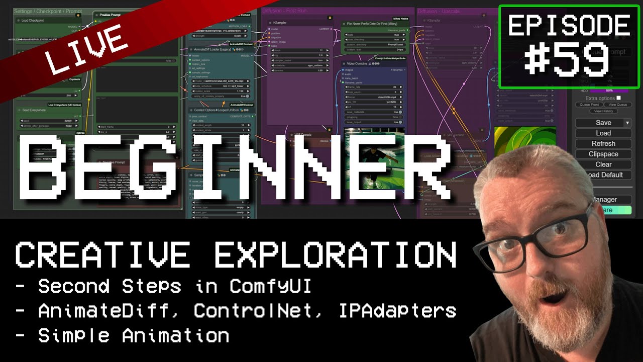 ComfyUI Beginner #2 - AnimateDiff Basics, ControlNet, IPA | Creative Exploration EP59