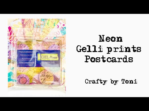 Neon Gelli Print Postcrads