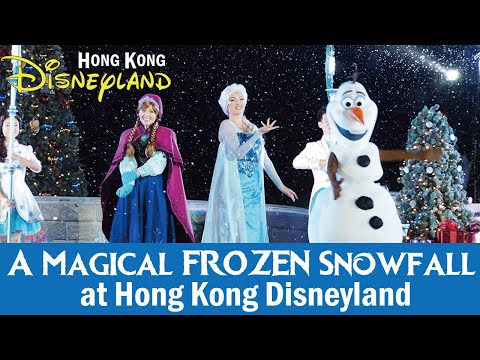 香港ディズニーランド城前クリスマスショー「A Magical Frozen Snowfall」2019年11月27日撮影