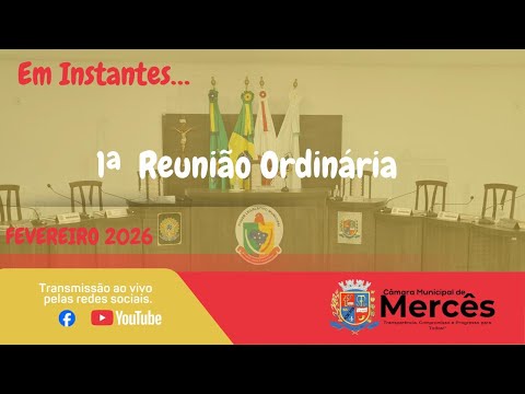 A Câmara Municipal de Mercês/MG realiza sessão ordinária com transmissão AO VIVO pelo YouTube.