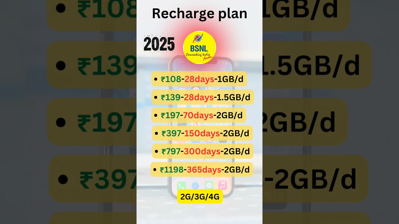 BSNL Recharge Plan 2025 #shorts #bsnl #bsnlrecharge