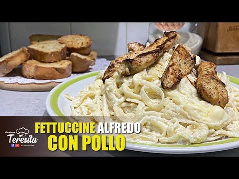 Fettuccine Alfredo con pollo 🍝🧄