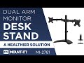 Dual Monitor Desk Stand Mount, Adjustable, Free Standing (MI-2781)