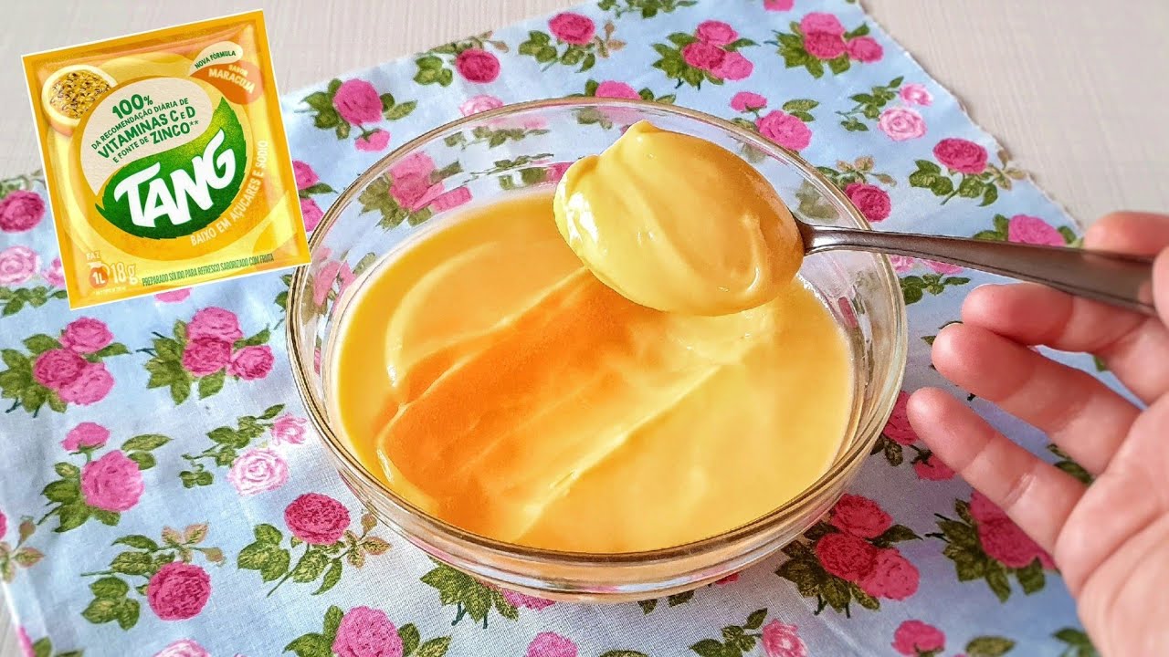 Com suco Tang - RECHEIO DE MARACUJÁ PARA TRUFAS E BOLOS. Mexeu tá Pronto.