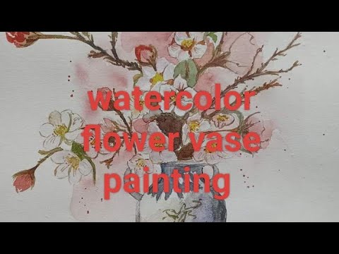 Watercolor flower vase painting #art #painting #drawing