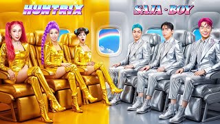 Download lagu Gold Huntrix vs Silver Saja Boys! KPop Demon Hunters Fashion Makeover In Airplane! mp3