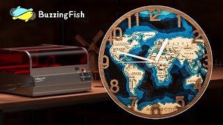 🕝 Create Stunning Map Clock with CREALITY Falcon2 Pro Laser | Resin Art