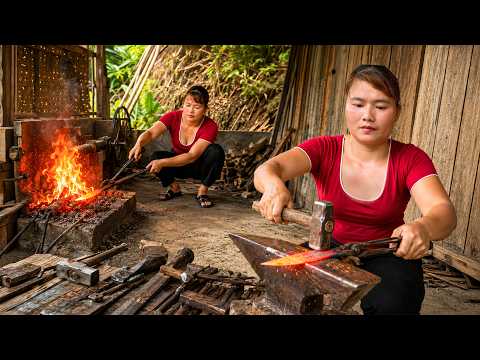 Blacksmith Girl Recycles Scrap Knives | Forging Old Knives to Sell at Market