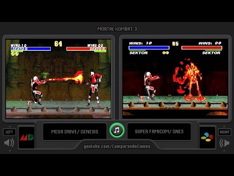 Mortal kombat 3 (Sega Genesis vs Snes) All Fatalities Comparison  (Side by Side)