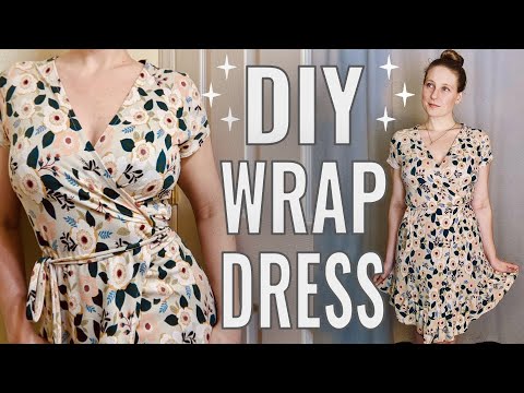 DIY Floral Wrap dress | Sewing with Thrifted Fabric