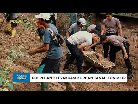 POLRES BANJAR BANTU EVAKUASI KORBAN TANAH LONGSOR DI PANANJUNG