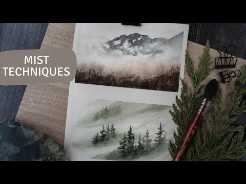 WATERCOLOR MIST IN TWO EASY STEPS FOR BEGINNERS/ BEGINNER WATERCOLOR LANDSCAPE AND TUTORIAL