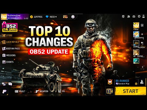 TOP 10 Biggest Changes OB52 Update in Free Fire | OB52 Update Free Fire | New Update Free Fire 