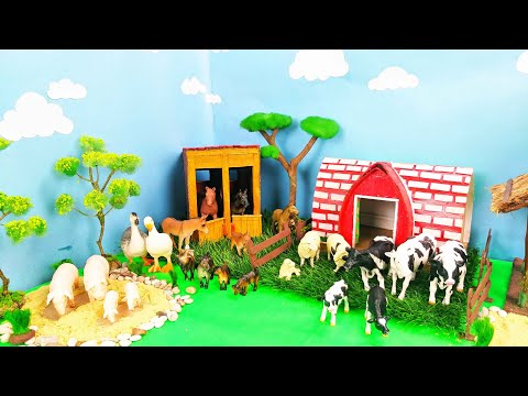 DIY Building Farm Diorama & Farm Animal Figurines Discovery for Kids & Toddlers