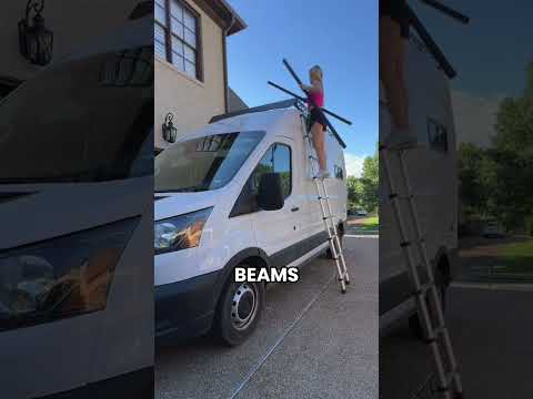 Installing A Roof Rack On My Ford Transit Camper Van #solofemalevanlife #vanbuildseries #shorts