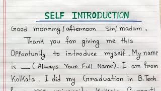 Self introduction for interview | How to introduce yourself |Tell me about yourself interview video