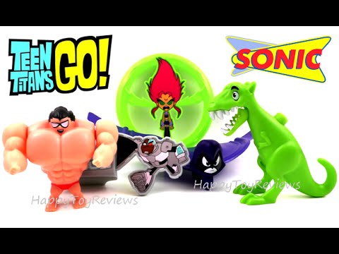 2016 TEEN TITANS GO! SONIC DRiVE-IN TTG SET 6 KIDS MEAL TOYS COLLECTION REVIEW DC COMICS WACKY PACK