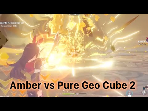 Genshin Impact Amber vs Pure Geo Hypostasis 2 (buff food, heal food)