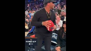 New Giants QB Russell Wilson at New York Knicks game and throws signed ball into stands