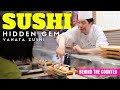 Behind The Counter At A Local Japanese Sushi Restaurant