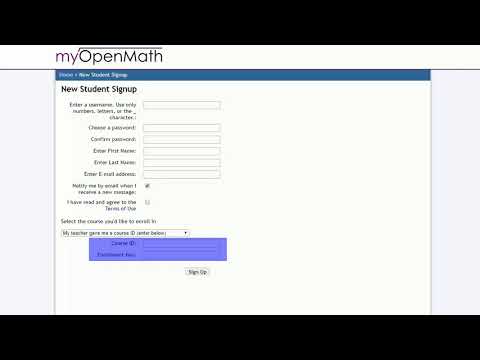 Registering For A Myopenmath Course