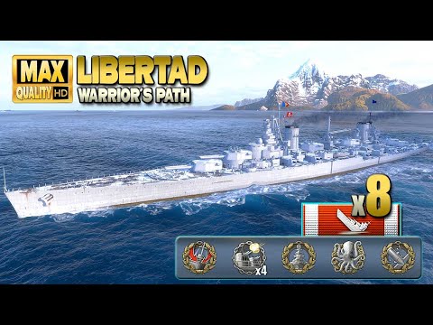 Battleship Libertad with 8 kills on map Warrior´s Path - World of Warships