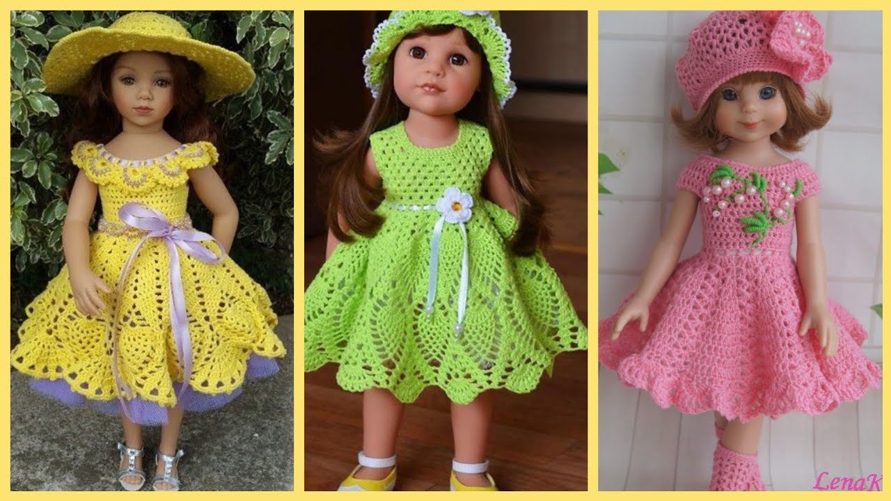 Gorgeous and beautiful Tarkashi Qureshiya work Handmade Doll Dresses knitting patterns