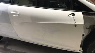 How to adjust salvage vehicle dropped car door quickly , (with hinge adjuster )