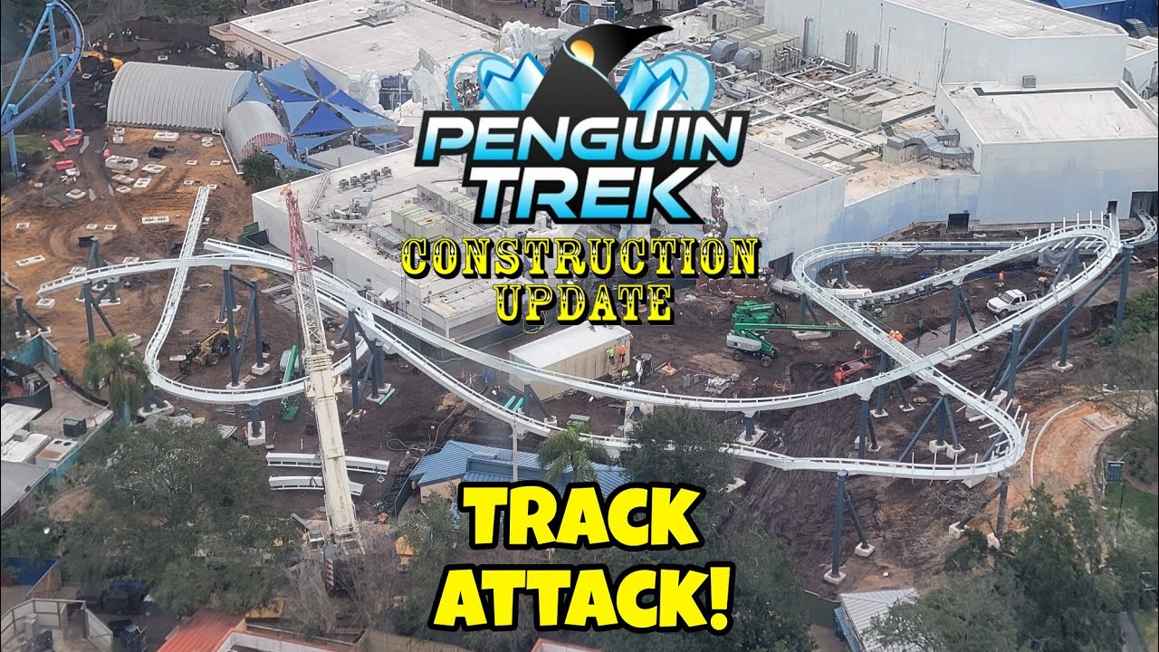 SeaWorld Orlando Penguin Trek Prototype Roller Coaster Construction Update 1.8.24 Track Attack!